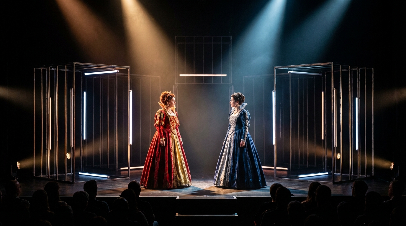 découvrez 'marie stuart' au tnp, une cérémonie théâtrale majestueuse qui rend hommage aux adieux de la reine dans une mise en scène impressionnante et émouvante.