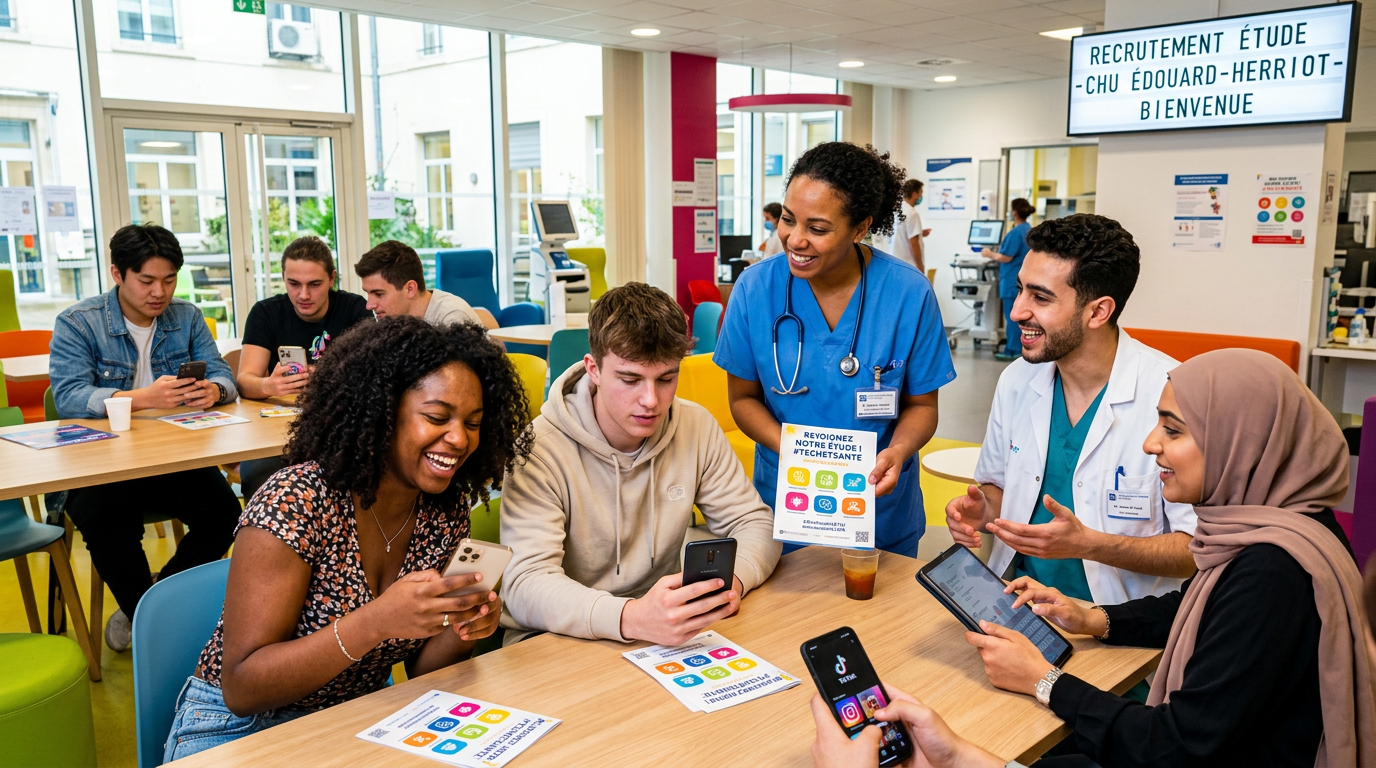 l’hôpital edouard-herriot recherche des jeunes de 15 à 30 ans pour participer à une étude sur l’usage des réseaux sociaux. rejoignez-nous pour contribuer à la recherche et mieux comprendre vos habitudes en ligne.