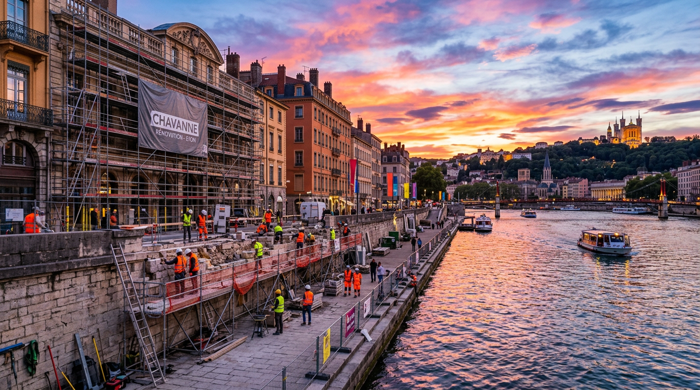 reprise imminente des travaux aux terrasses de la presqu’île après un affaissement, pour assurer la sécurité et la qualité du site.