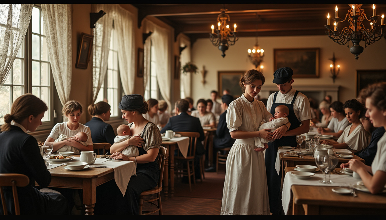 découvrez l'histoire d'un restaurant municipal à lyon en 1910, offrant des repas gratuits aux mères-nourrices pour soutenir la maternité et l'alimentation des nourrissons.