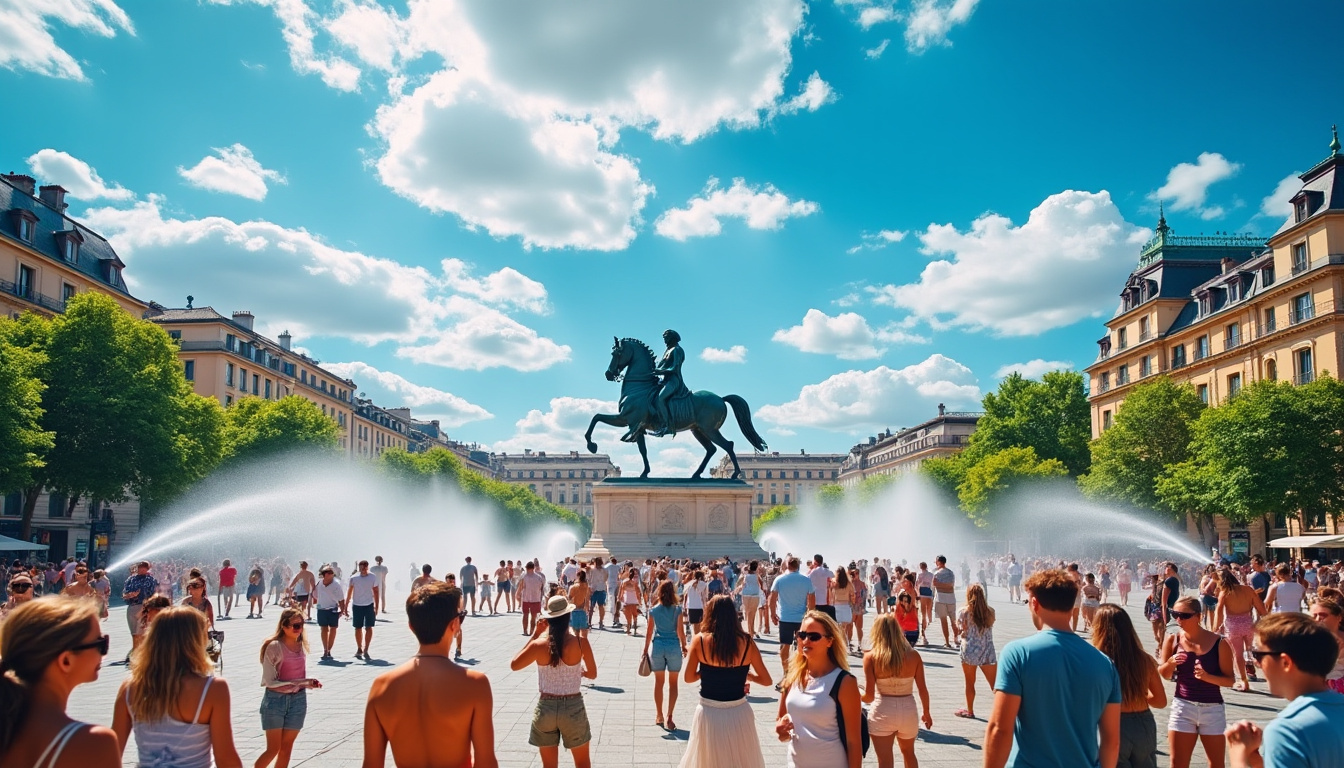 découvrez comment la place bellecour à lyon s'équipe de brumisateurs pour offrir un air rafraîchissant et combattre les fortes chaleurs estivales.